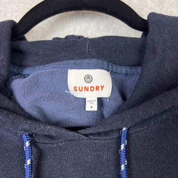 Sundry Midnight Cropped Stripes Hoodie Sweatshirt Size 4/XL - Picture 8 of 12